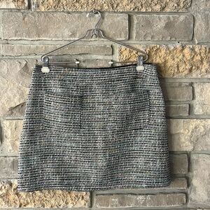 Loft Colorful Silver Knit Skirt with Pockets Size 14